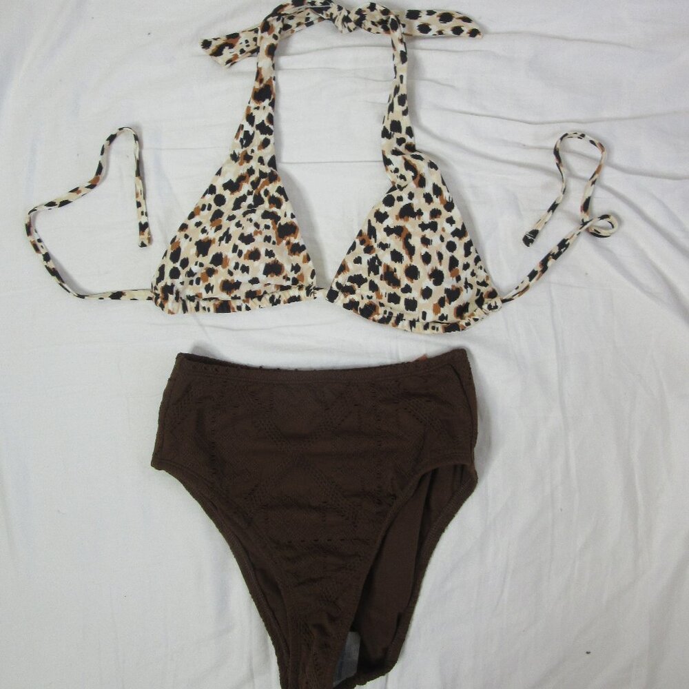 wild fable Shade & Shore 2 Piece Bikini Cheetah Animal Print Size S and XS NWT